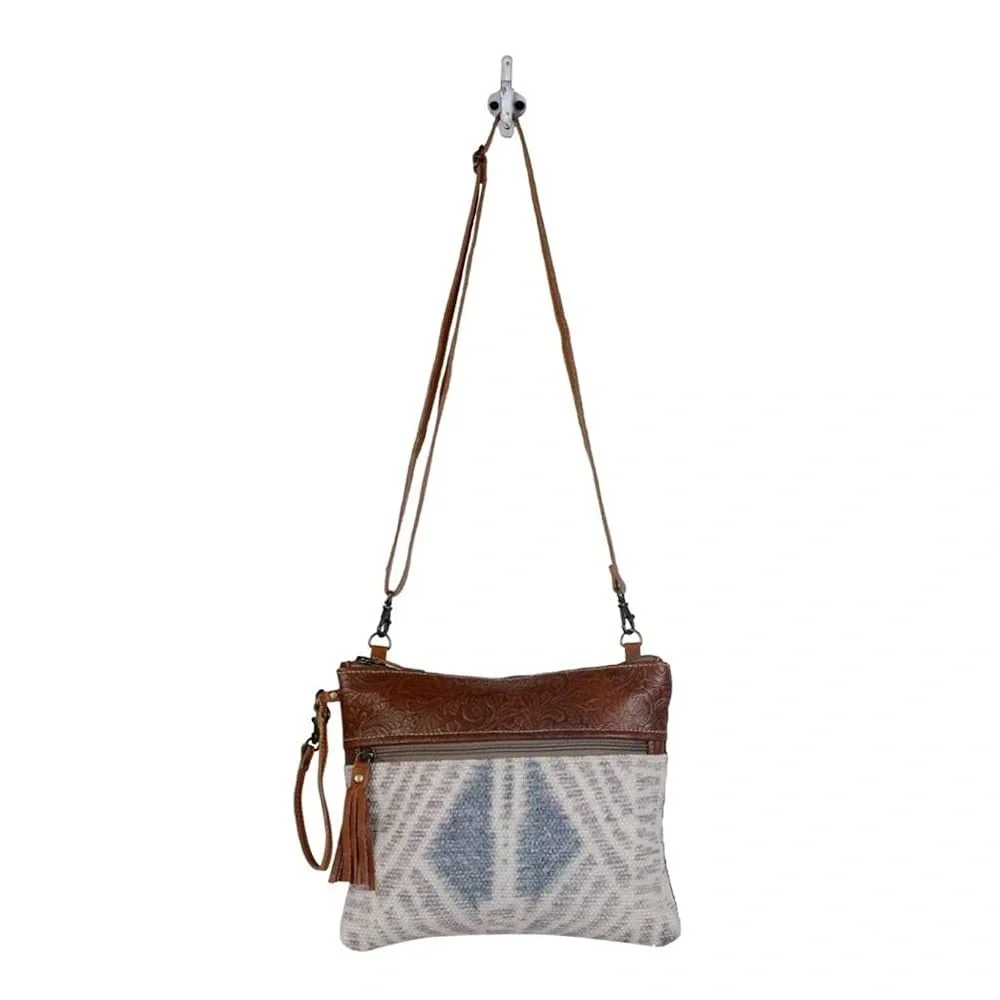 Myra Bag Leather/Cotton Crossbody EUC